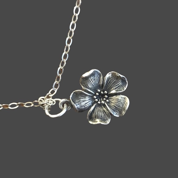 LGM | 925 STERLING SILVER HANDMADE FLOWER PENDANT CHARM W/NECKLACE - Picture 4 of 10